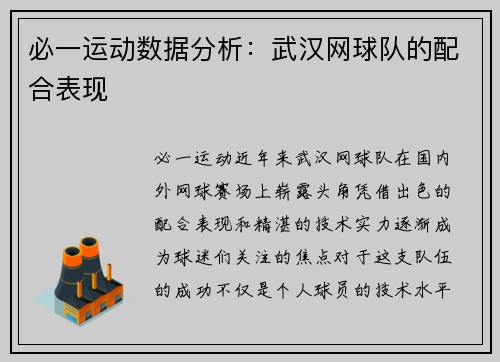 必一运动数据分析：武汉网球队的配合表现